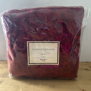 Eddie Bauer Comforter Cover NWT Reverse Jacquard Cotton Cardinal Red Spread KING